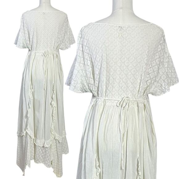Free People Ethereal Bohemian Cottage Bring The Romance Maxi Dress White Medium - Picture 11 of 14
